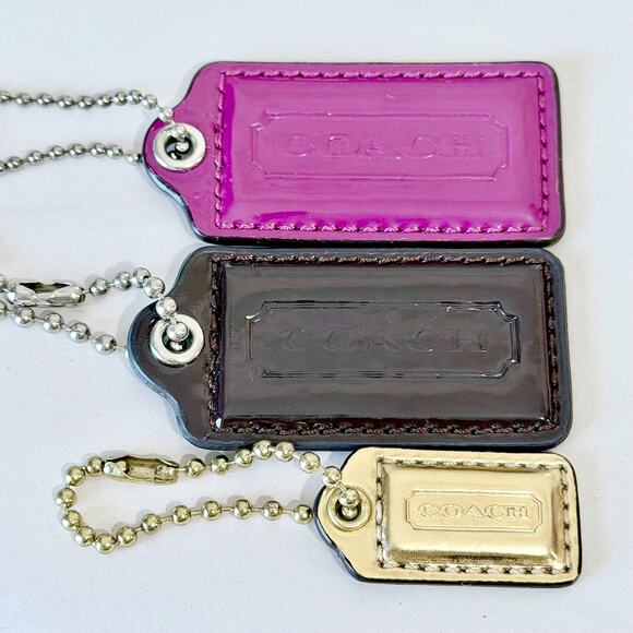 3 Coach Hang Tag Replacement 2.5" Fuschia/Pink/Purple Black Gold Bundle - Picture 2 of 5